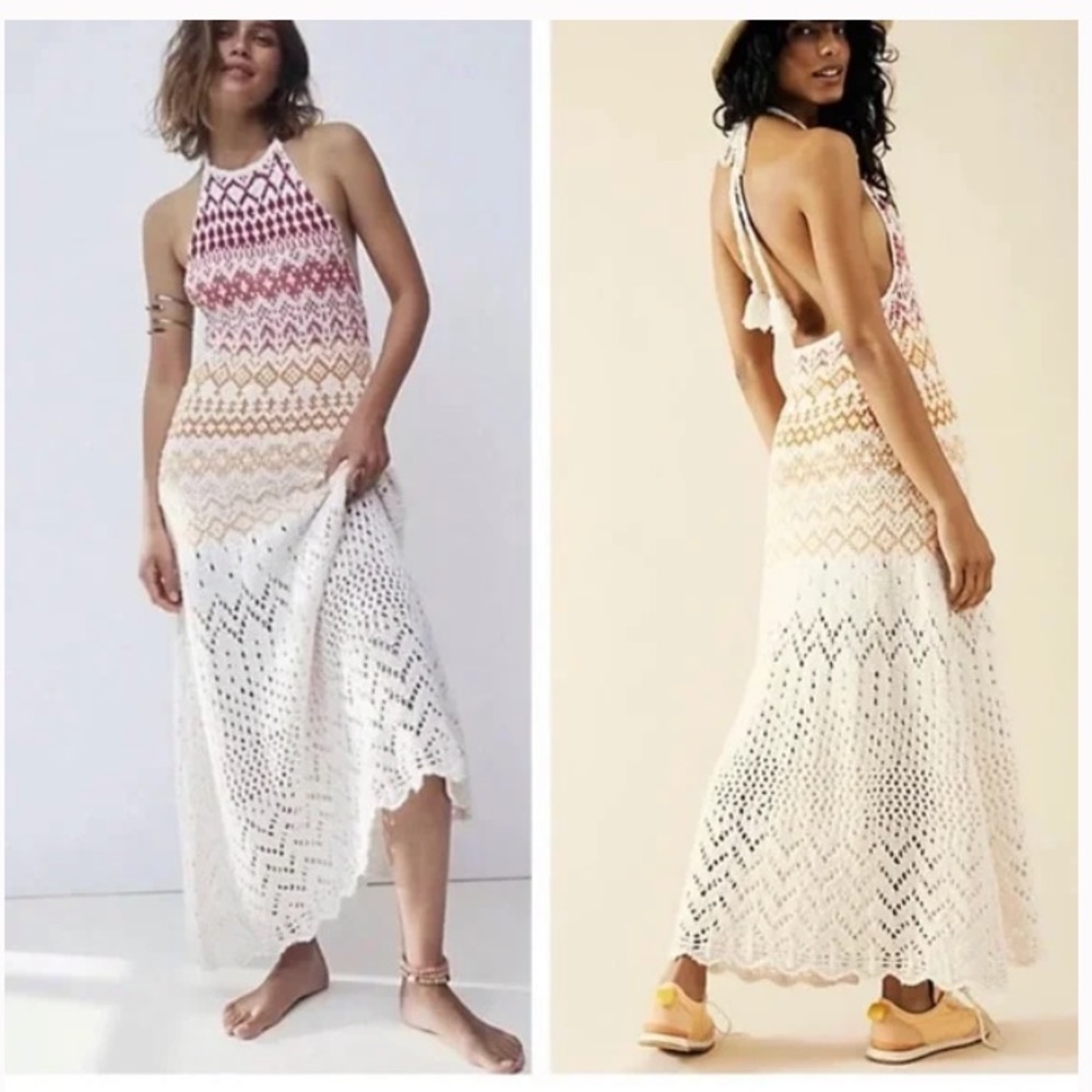 Free People Multicolor Crochet Maxi Dress